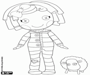 desenho de Lalaloopsy em pijamas e uma ovelha para colorir
