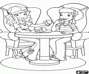 desenho de O lanche de Holly Hobbie e a amiga dela para colorir