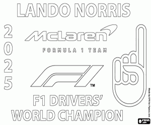 desenho de Lando Norris, campeão de F1 em 2025 para colorir