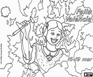 desenho de Las Fallas de Valência para colorir