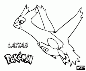 desenho de Latias, um Pokémon dragão para colorir