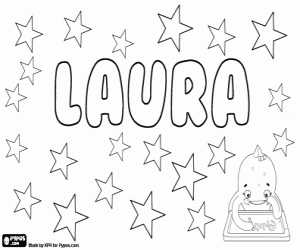 desenho de Laura, nome em vários idiomas para colorir