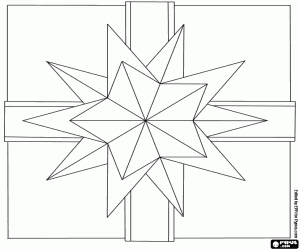 desenho de Laço de fita como uma estrela de Natal para colorir