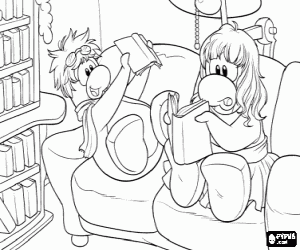 desenho de Lendo no sofá no Club Penguin para colorir
