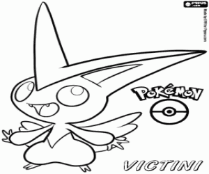 desenho de Um lendário Pokémon Victini para colorir