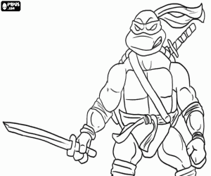 desenho de Leonardo, o ninja da katana para colorir