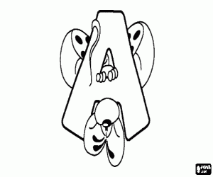 desenho de Letra A com o ratinho travesso para colorir