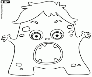 desenho de Letra A, um monstro com braços para colorir