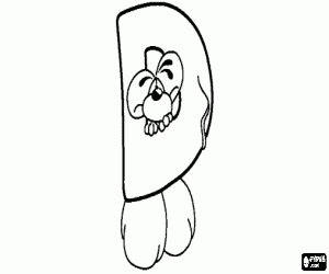 desenho de Letra D com o ratinho travesso para colorir