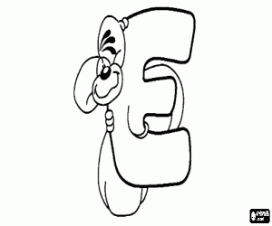 desenho de Letra E com o ratinho travesso para colorir