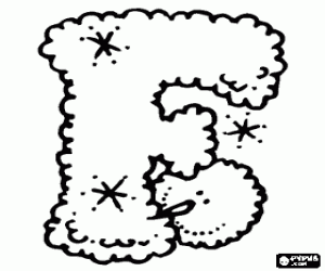 desenho de Uma letra F e o boneco de neve para colorir