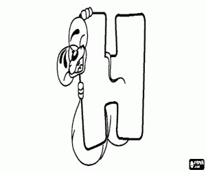 desenho de Letra H com o ratinho travesso para colorir