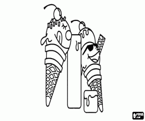 desenho de Letra I com dois sorvetes para colorir