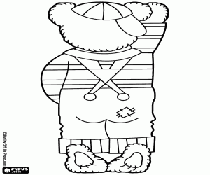 desenho de Letra I e o urso de pé para colorir