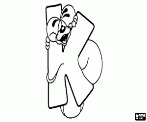 desenho de Letra K com o ratinho travesso para colorir