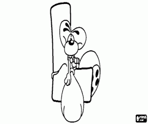 desenho de Letra L com o ratinho travesso para colorir