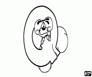 desenho de Letra Q com o ratinho travesso para colorir