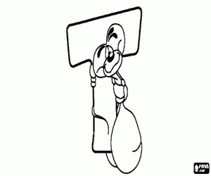 desenho de Letra T com o ratinho travesso para colorir