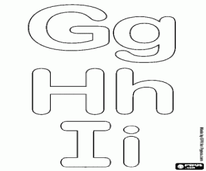 desenho de Letras bolha G, H, I para colorir