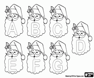 desenho de Letras da a G com Santa Claus para colorir