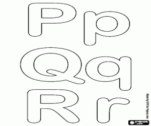desenho de Letras de bolha P, Q, R para colorir