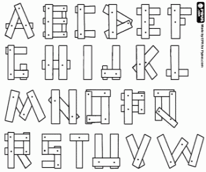desenho de Letras de madeira para colorir