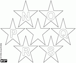 desenho de Letras de N a S em estrelas para colorir