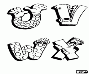 desenho de Letras de U para X engraçadas para colorir