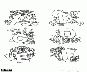 desenho de Letras decoradas de A a F para colorir