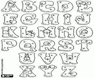 desenho de Letras do alfabeto de inverno para colorir