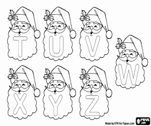 desenho de Letras do Papai Noel de T a Z para colorir