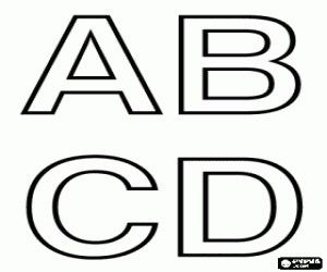 desenho de Letras maiúsculas A, B, C e D para colorir