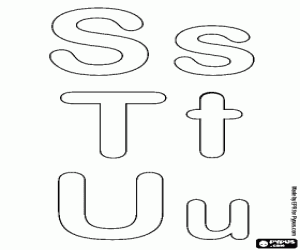 desenho de Letras S, T, U, alfabeto de bolha para colorir