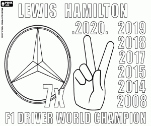 desenho de Lewis Hamilton, campeão da F-1 x7 para colorir