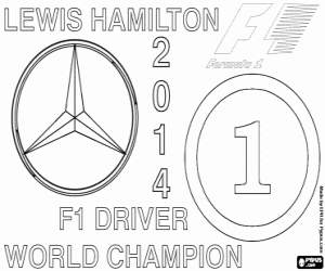 desenho de Lewis Hamilton, campeão de F1 2014 para colorir