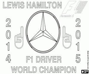 desenho de Lewis Hamilton, campeão de F1 2015 para colorir