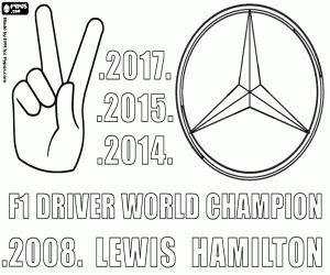 desenho de Lewis Hamilton, campeão de F1 2017 para colorir
