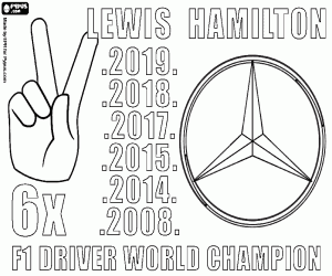 desenho de Lewis Hamilton, campeão do mundo x6 para colorir