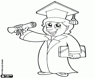 desenho de Um licenciado com diploma para colorir