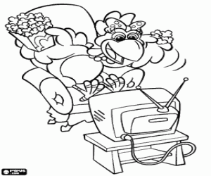 desenho de Lilica a galinha e a televisão para colorir