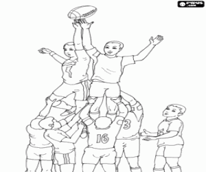 desenho de Line out no jogo de rugby para colorir