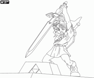 desenho de Link e a espada, Legend of Zelda para colorir
