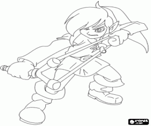 desenho de Link com o estilingue para colorir