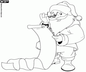 desenho de Lista de presentes e Papai Noel para colorir