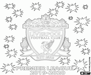 desenho de Liverpool, campeão 2019-2020 para colorir