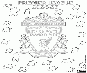 desenho de Liverpool FC, campeão 2024-2025 para colorir