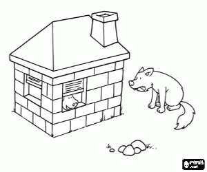 desenho de O lobo e a casa de tijolo para colorir