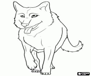 desenho de Um lobo, um animal selvagem para colorir