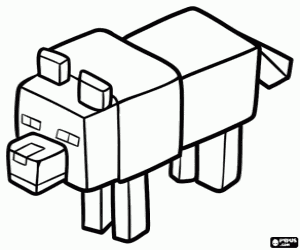 desenho de Lobo de Minecraft para colorir
