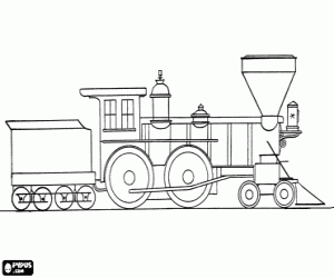 desenho de Locomotiva a vapor e o carvão para colorir